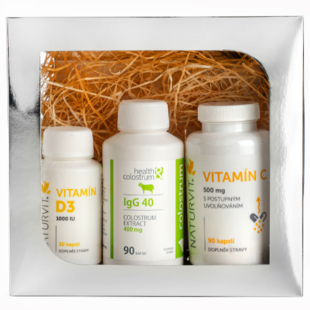 Health & Colostrum Zvýhodněný balíček IMUNITA (Colostrum 90 ks, Vitamín C 90 ks, Vitamín D3 30 ks)